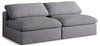 Serene Grey Linen Fabric Deluxe Cloud Modular Armless Sofa