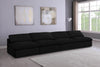 Serene Black Linen Fabric Deluxe Cloud Modular Armless Sofa
