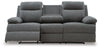 Side-Swipe Reclining Sofa with Drop Down Table