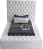 Bliss White Velvet Twin Bed (3 Boxes)