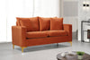 Naomi Cognac Velvet Loveseat