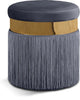 Yasmine Grey Velvet Ottoman/Stool