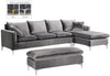 Naomi Grey Velvet 2pc. Reversible Sectional