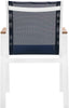 Nizuc Navy Mesh Waterproof Fabric Outdoor Patio Aluminum Mesh Dining Arm Chair