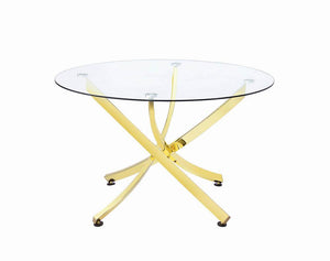 Beckham Round Dining Table Brass and Clear image