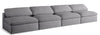 Serene Grey Linen Fabric Deluxe Cloud Modular Armless Sofa