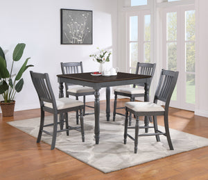 Wiley 5-piece Square Spindle Legs Counter Height Dining Set Beige and Grey image