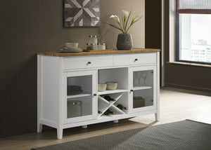 Hollis 2-door Dining Sideboard with Drawers Brown and White image