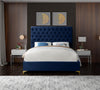Cruz Navy Velvet Queen Bed