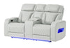 U8611 Blanche Pwr Con Rec Loveseat with PHR, LED and Speaker