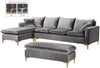 Naomi Grey Velvet 2pc. Reversible Sectional