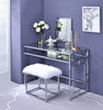 Carenze II White Faux Fur & Chrome Vanity Set