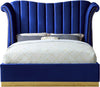 Flora Navy Velvet King Bed (3 Boxes)