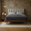 Vance Beige Linen Fabric Queen Bed (3 Boxes)
