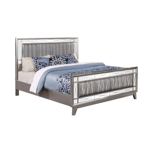 Leighton Queen Panel Bed with Mirrored Accents Mercury Metallic image