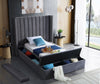 Kiki Grey Velvet Twin Bed (3 Boxes)