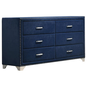 Melody 6-drawer Upholstered Dresser Pacific Blue image