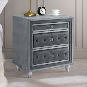 Antonella 3-drawer Upholstered Nightstand Grey image