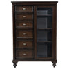 Andover 6-drawer Tempered Glass Door Chest Dark Oak