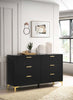 Kendall 6-drawer Dresser Black and Gold image