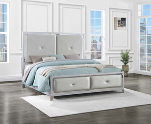 Larue Upholstered Tufted Panel Bed Silver image