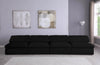 Serene Black Linen Fabric Deluxe Cloud Modular Armless Sofa