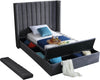 Kiki Grey Velvet Twin Bed (3 Boxes)