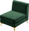 Alina Green Velvet Armless Chair