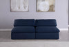 Serene Navy Linen Fabric Deluxe Cloud Modular Armless Sofa