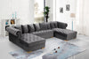 Presley Grey Velvet 3pc. Sectional