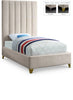 Via Cream Velvet Twin Bed