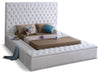 Bliss White Velvet Queen Bed (3 Boxes)