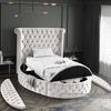 Luxus Cream Velvet Twin Bed (3 Boxes)