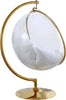 Luna White Fabric Acrylic Swing Bubble Accent Chair (2 Boxes)
