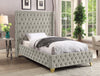 Savan Cream Velvet Twin Bed
