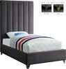 Via Grey Velvet Twin Bed