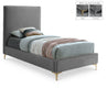 Geri Grey Velvet Twin Bed