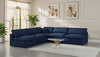 Serene Navy Linen Fabric Deluxe Cloud Modular Sectional