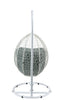 Simona Green Fabric & White Wicker Patio Swing Chair with Stand