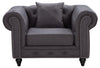 Chesterfield Grey Linen Chair