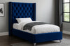 Aiden Navy Velvet Twin Bed