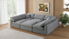 Serene Grey Linen Fabric Deluxe Cloud Modular Sectional