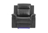 U8879 Charcoal Pwr Rec Sofa/Pwr Con Rec Loveseat W/LED & Gl Ss