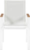 Nizuc White Mesh Waterproof Fabric Outdoor Patio Aluminum Mesh Dining Arm Chair