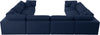 Serene Navy Linen Fabric Deluxe Cloud Modular Sectional