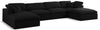 Serene Black Linen Fabric Deluxe Cloud Modular Sectional