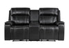 U8880 Black Leather Power Console Reclining Loveseat with Cooler