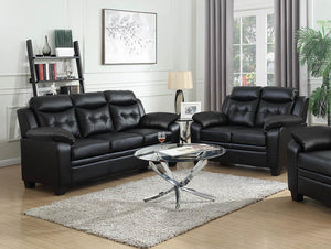 Finley Upholstered Pillow Top Arm Living Room Set Black image