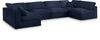 Serene Navy Linen Fabric Deluxe Cloud Modular Sectional