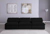 Serene Black Linen Fabric Deluxe Cloud Modular Armless Sofa